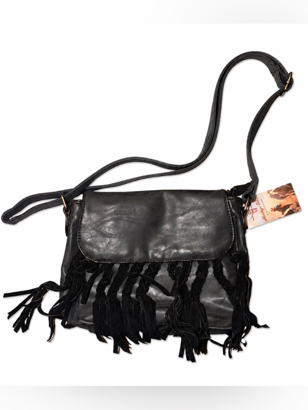 Heritage West Black Fringe Crossbody Bag NWT | Boho Western Tassel Purse